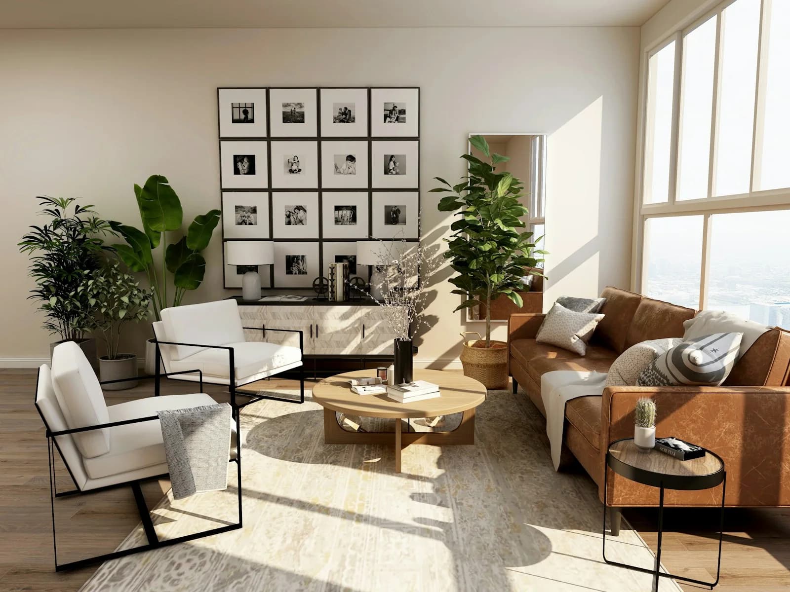 Minimal interior filled with warm natural light