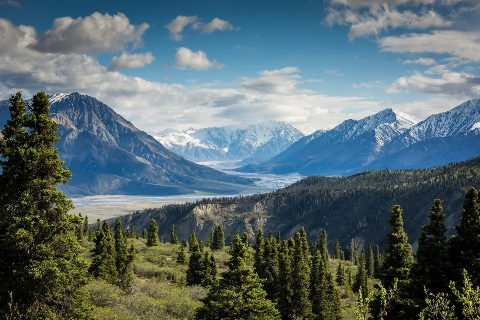 Layered mountain ridges seen from a low valley