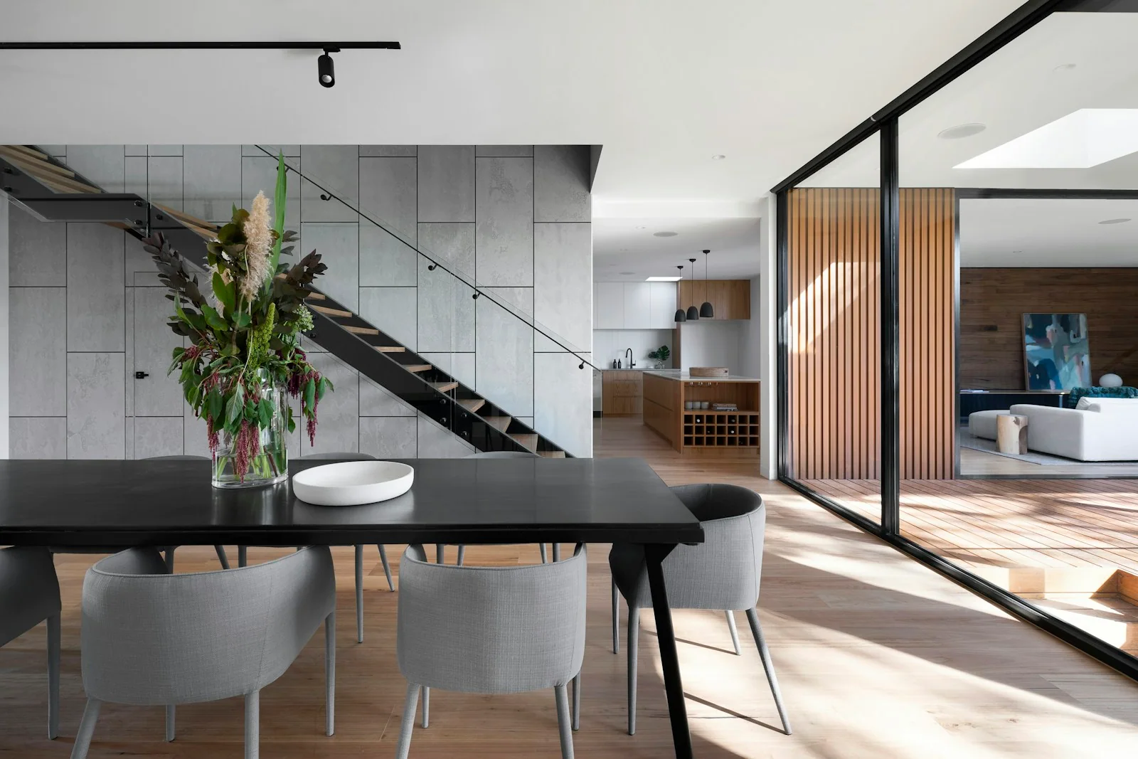 Modern architecture surrounded by a calm garden